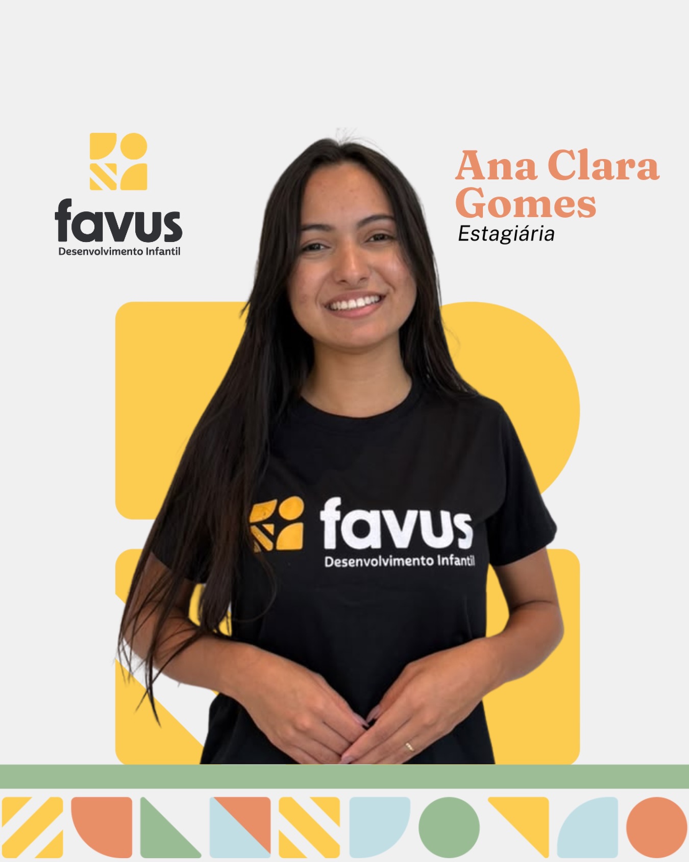 🐝 Ana Clara Gomes, estagiária de Psicologia na Favus, está no 6º semestre da graduação e vem construindo sua experiência em diferentes contextos de atuação com crianças.🎓 Ao longo da graduação, já passou por ambiente escolar e clínico, incluindo experiência como estagiária aplicadora ABA, o que tem ampliado seu contato com diferentes demandas do desenvolvimento infantil.🧩 Seu percurso acadêmico também inclui estudos e atividades de extensão relacionados a desenvolvimento infantil, saúde mental, inteligência emocional e atenção psicossocial, além da participação em projetos voltados à orientação e ao acolhimento. 💛 Na Favus, Ana Clara segue ampliando sua experiência prática ao lado da equipe, com dedicação, responsabilidade e disposição para aprender e contribuir com a rotina clínica.🌟 Sua chegada soma ao nosso time um olhar atento, comprometimento e vontade de crescer profissionalmente junto com a nossa colmeia.👉 Venha conhecer de perto o nosso time. Quem cuida com verdade, transforma.